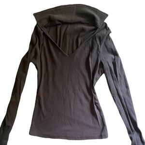 Dark Gray Vneck Collar Top